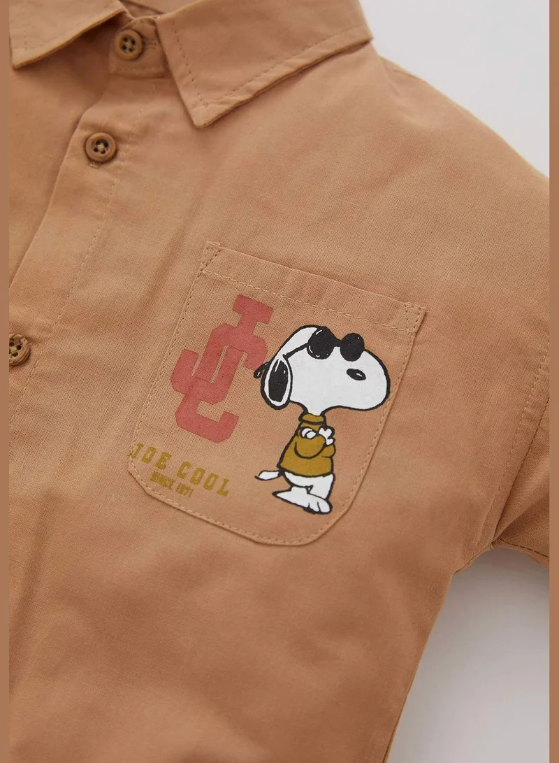 DeFacto BabyBoy Snoopy Licenced Regular Fit Shirt Neck Knitted Short Sleeve T-Shirt
