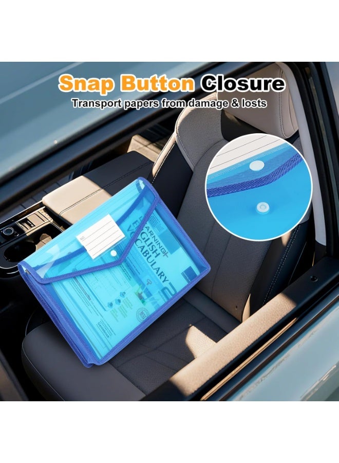 M.A&F's Expanding File Folder, Clear Plastic Envelopes Folder with Snap Closure, Large Capacity Binder, Transparent Accordion File Pouch,Colorful File Wallet Organizer, Fit Letter/A4 Size Storage 5 Pack - Image 3