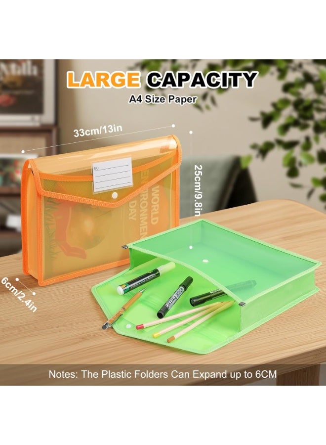 M.A&F's Expanding File Folder, Clear Plastic Envelopes Folder with Snap Closure, Large Capacity Binder, Transparent Accordion File Pouch,Colorful File Wallet Organizer, Fit Letter/A4 Size Storage 5 Pack - Image 4