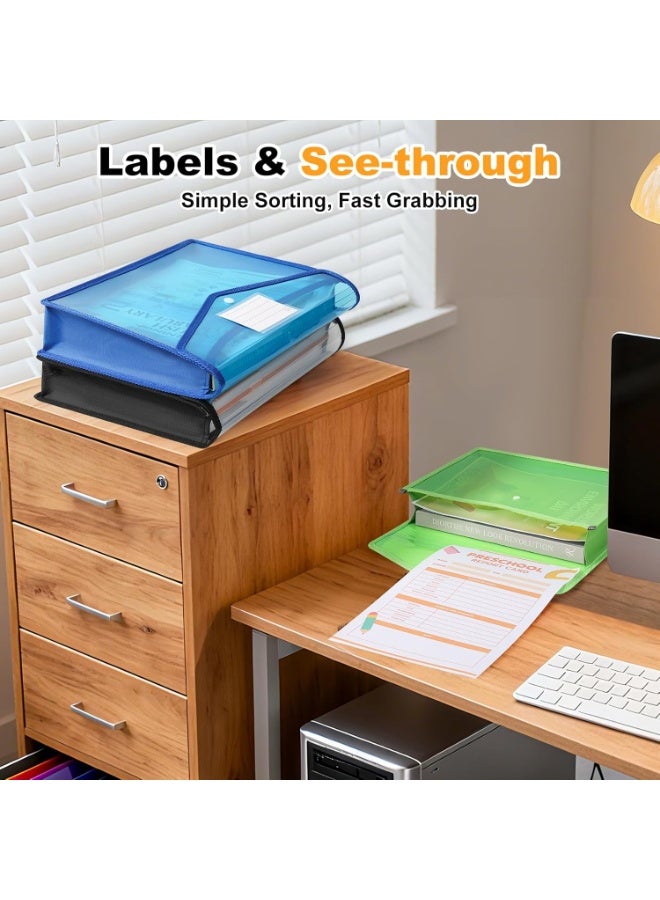 M.A&F's Expanding File Folder, Clear Plastic Envelopes Folder with Snap Closure, Large Capacity Binder, Transparent Accordion File Pouch,Colorful File Wallet Organizer, Fit Letter/A4 Size Storage 5 Pack - Image 5