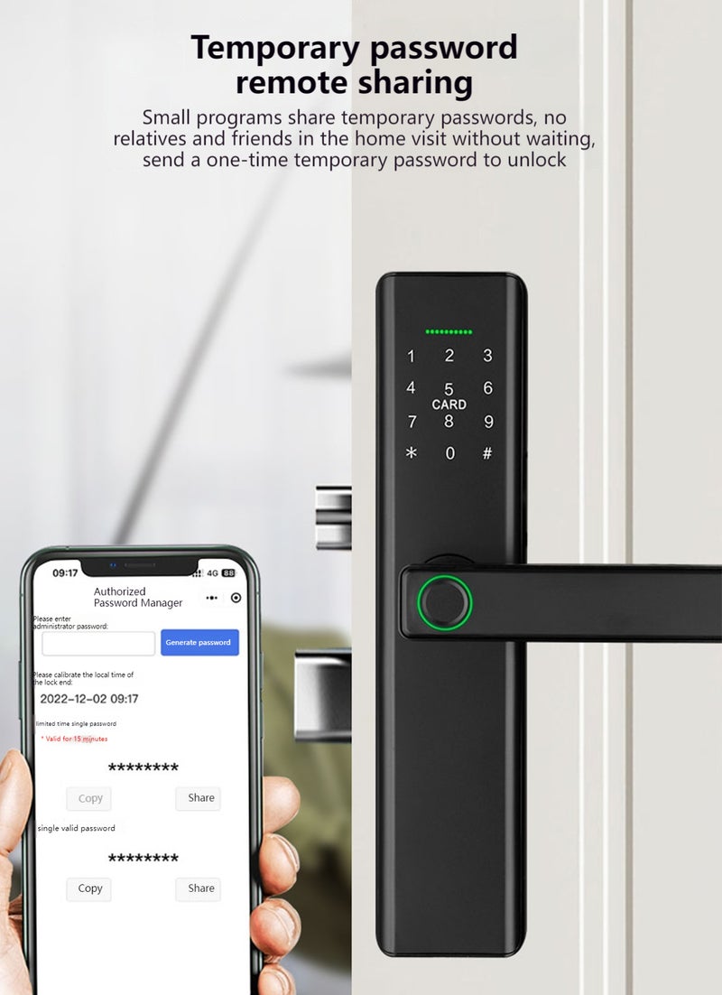 شاربدو قفل باب البصمة الذكية ، قفل الباب الذكي Wifi & Tuya Control ، مفتاحان ، بطاقات RFID ، Deadbolt biometric من Offfice ، المنزل ، الغرفة. - Image 5