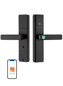 شاربدو قفل باب البصمة الذكية ، قفل الباب الذكي Wifi & Tuya Control ، مفتاحان ، بطاقات RFID ، Deadbolt biometric من Offfice ، المنزل ، الغرفة.  - Image 1