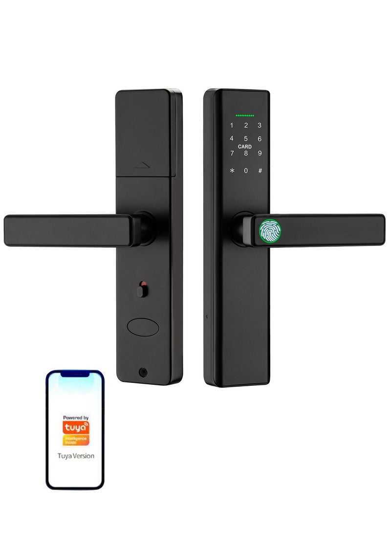 شاربدو قفل باب البصمة الذكية ، قفل الباب الذكي Wifi & Tuya Control ، مفتاحان ، بطاقات RFID ، Deadbolt biometric من Offfice ، المنزل ، الغرفة. - Image 1