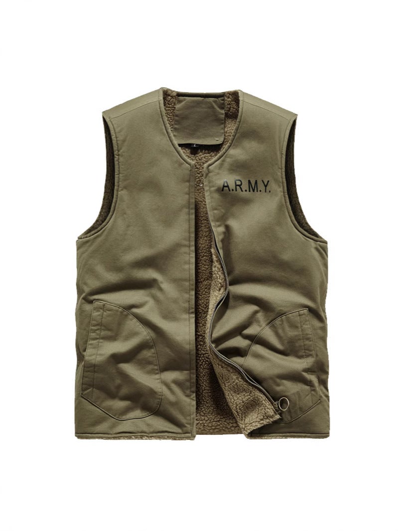 سترة قطنية N1 زرقاء سميكة من الصوف مقاومة للرياح بأسلوب أمريكي عتيق دافئة شتوية - Image 2