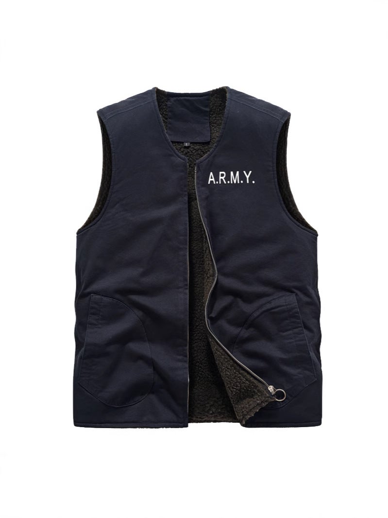 سترة قطنية N1 زرقاء سميكة من الصوف مقاومة للرياح بأسلوب أمريكي عتيق دافئة شتوية - Image 4