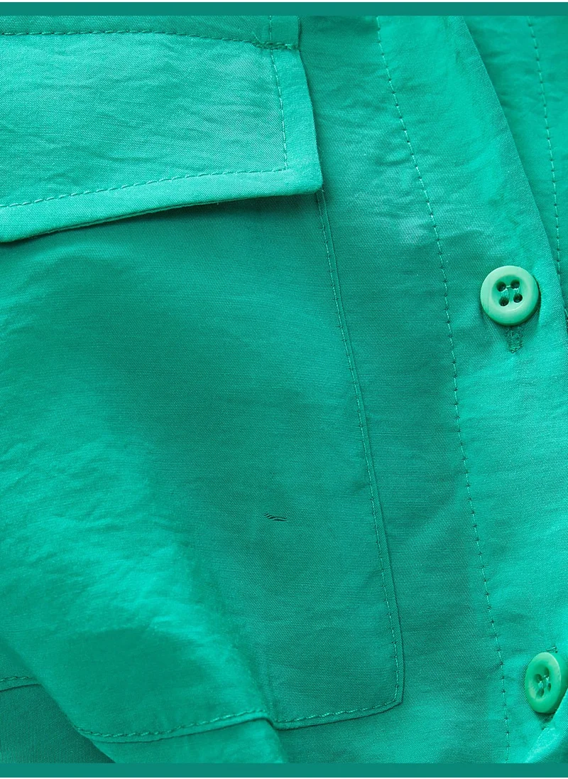 كوتون Crop Shirt Tie Detail Modal Blended