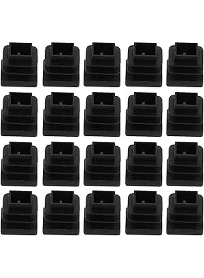 Black Square Plastic Furniture Leg Inserts 30pcs 15x15mm Tubing Pipe Covers - Image 1