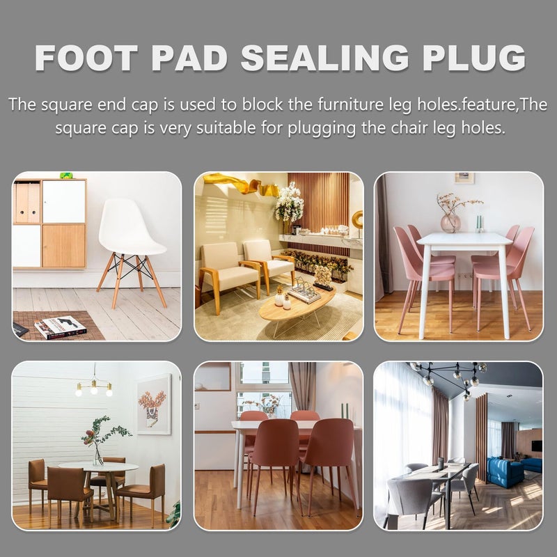Black Square Plastic Furniture Leg Inserts 30pcs 15x15mm Tubing Pipe Covers - Image 5