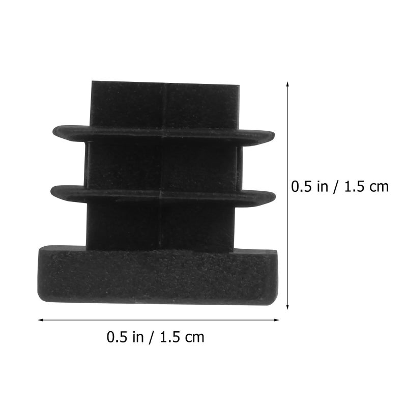 Black Square Plastic Furniture Leg Inserts 30pcs 15x15mm Tubing Pipe Covers - Image 3