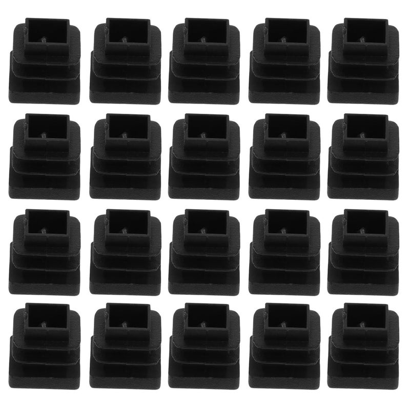 Black Square Plastic Furniture Leg Inserts 30pcs 15x15mm Tubing Pipe Covers - Image 2
