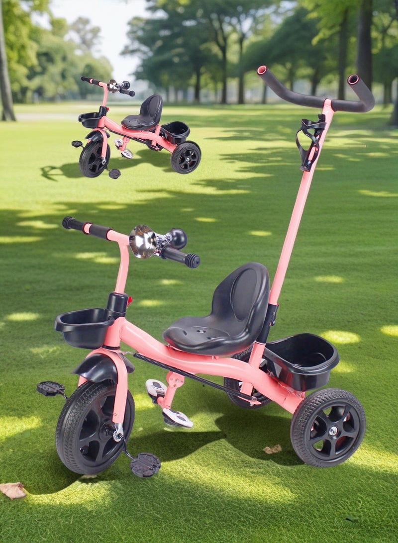 إيزي فيتشور دراجة ثلاثية العجلات سهلة الاستخدام للأطفال من إيزي فيوتشر - مزودة بمقبض دفع للوالدين وسلة تخزين (خيارات رمادية، حمراء، وردية) - Image 1