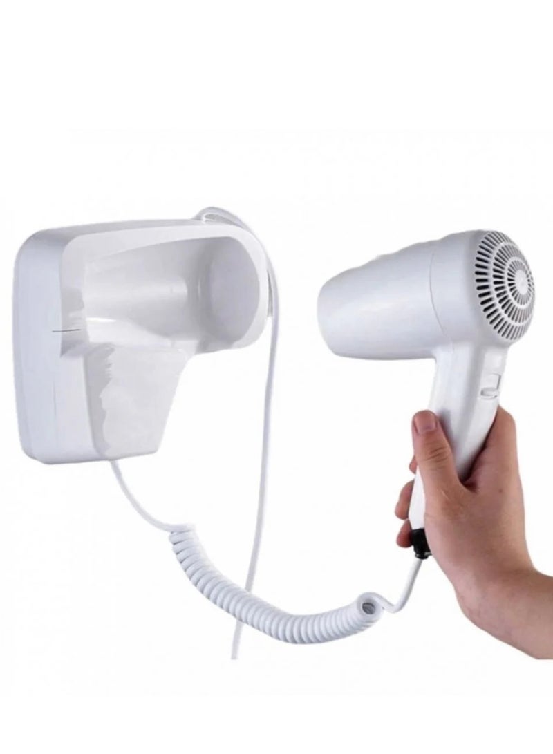 عام مجفف شعر مثبت على الحائط بالفندق للحمام ، مجفف شعر احترافي 1200 واط ، مع رف حامل ، مناسب للصالون ، تجفيف سريع - Image 1
