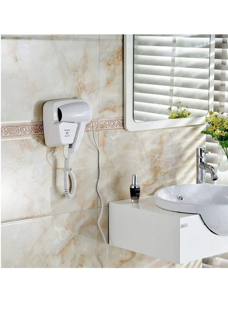 عام مجفف شعر مثبت على الحائط بالفندق للحمام ، مجفف شعر احترافي 1200 واط ، مع رف حامل ، مناسب للصالون ، تجفيف سريع - Image 4