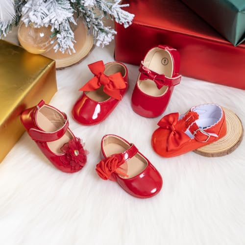 Meckior Infant Baby Girls Soft Sole Bowknot Princess Wedding Dress Mary Jane Flats Prewalker Newborn Light Baby Sneaker Shoes - Image 3