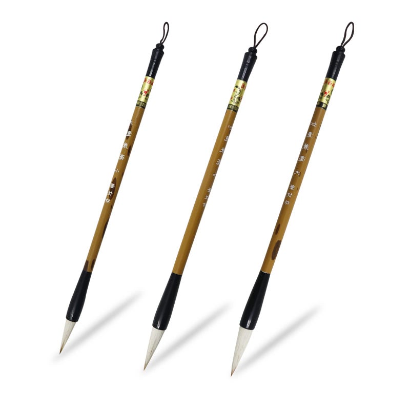 Huakaile 3 Sizes Chinese Calligraphy Brush Set, Chinese Writing Brushes, Painting Brushes with Bamboo Pen Holder, Traditional Art Sumi Brush (Large, Medium, Small Size) - Image 1
