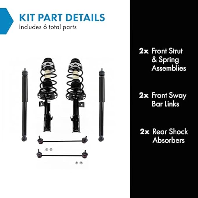 TRQ Front And Rear Suspension Kit Complete Strut  Coil Spring Assembly Shock Absorber Sway Bar Stabilizer Link Compatible With 20072008 Honda Fit - Image 3