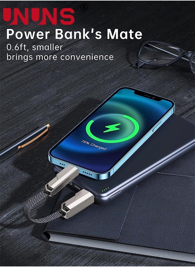 UNUNS - 4 in 1 USB C Cable Lightning Cable MFi Certified,100W Fast Charging Data Sync, Flat Braided Anti-Tangle iPhone Charger Cord With Velcro,Multi Charging Cable Lightning/Type C/USB A Ports,5ft - Image 1