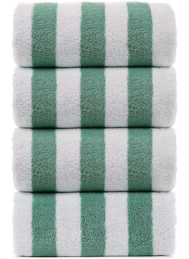 Signoola 2 Kids Beach towels 50 x 100 cm Green Stripes, 100% cotton. 