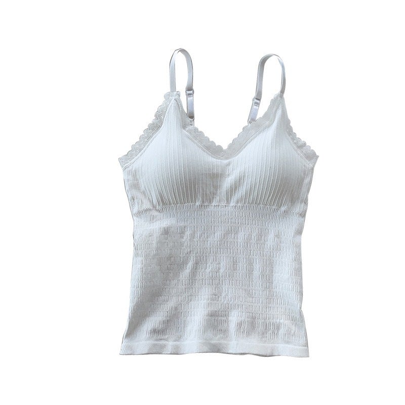 Women's V-Neck Camisole with Padded Bra and Lace Trim - Image 5
