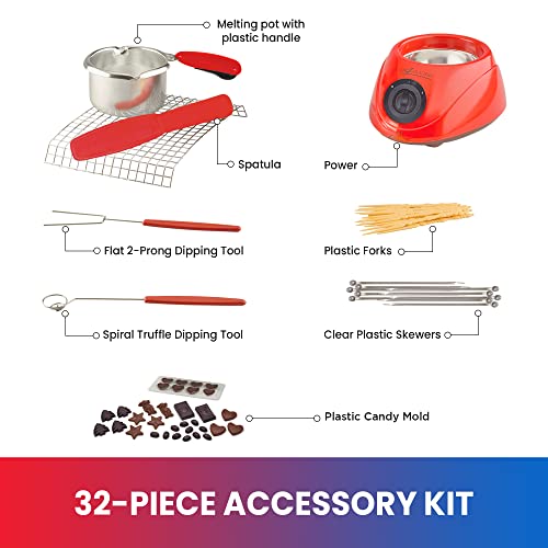 Koolatron Total Chef Single Pot Chocolate Melter - Electric Candy Melting Hot Fondue Pot With 32+ Accessories, Serving 1 cup Dark or White Melted Chocolate For Dipping Party Desserts, 8.8 Oz (250 g) Capacity - Image 3