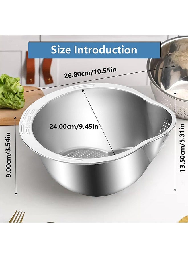 Garlo Rice Washer Strainer Bowl, Stainless Steel Washing Bowl for Rinsing Quinoa, Side Drainers Colander for Cleaning Fruits, Vegetables, and Beans - Versatile Kitchen Gadgets  - Image 2