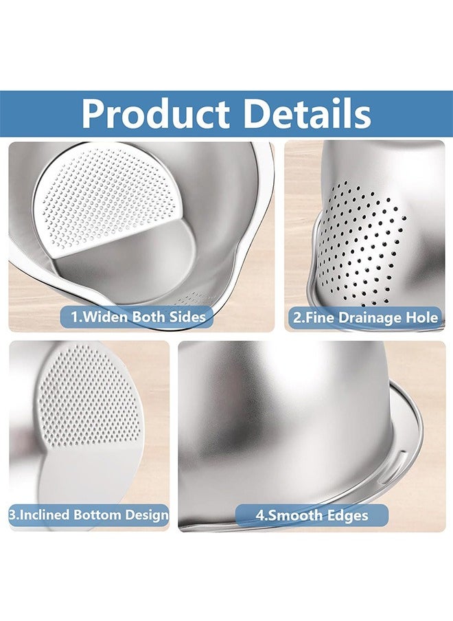 Garlo Rice Washer Strainer Bowl, Stainless Steel Washing Bowl for Rinsing Quinoa, Side Drainers Colander for Cleaning Fruits, Vegetables, and Beans - Versatile Kitchen Gadgets  - Image 5
