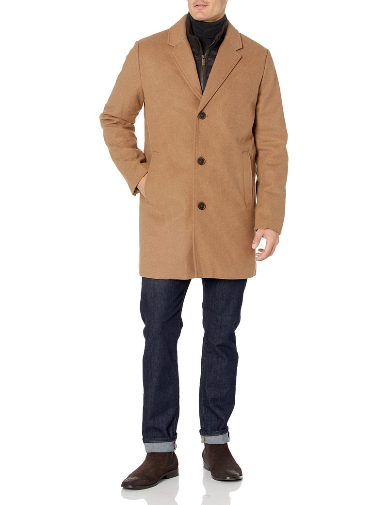 Dockers Men's Henry Wool Blend Top Coat (Regular and Big & Tall Sizes) , Camel, Small - Image 1