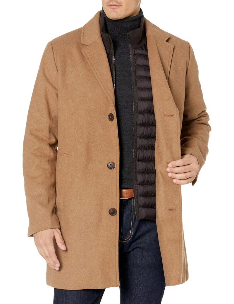 Dockers Men's Henry Wool Blend Top Coat (Regular and Big & Tall Sizes) , Camel, Small - Image 4