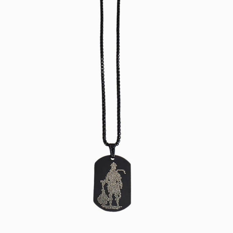 Bauble Cluster Hanuman Chalisa With Gada Micro-carved Tag Stainless Steel Necklace for Men│Spiritual Black Silver Anti Tarnish Stainless Steel Locket Pendant Chain For Boys - Image 1