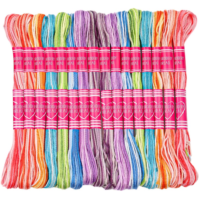 Dercuy 16 Skeins Colorful Series Embroidery Floss, 8m Cotton Cross Stitch Thread, Friendship Bracelet String Including Plastic Floss Bobbins, for DIY Making, Embroidery Crafts - Image 1