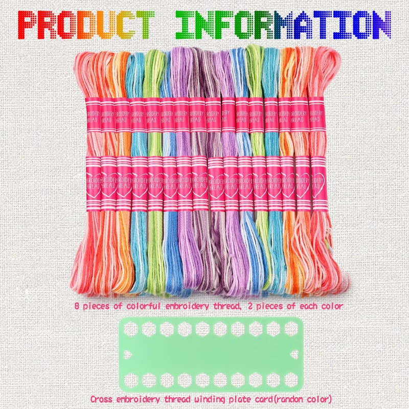 Dercuy 16 Skeins Colorful Series Embroidery Floss, 8m Cotton Cross Stitch Thread, Friendship Bracelet String Including Plastic Floss Bobbins, for DIY Making, Embroidery Crafts - Image 4