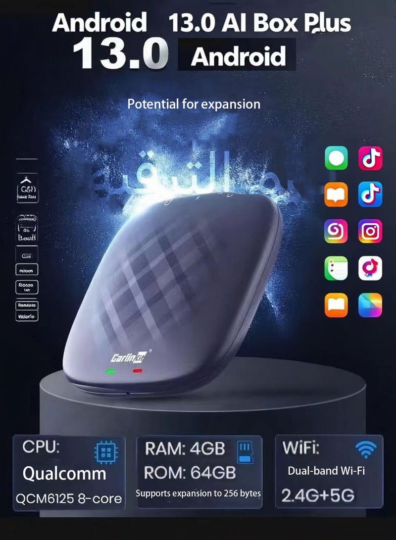 Carlinkit 6 64G Android 13.0 CarPlay Ai Box 2023 Pro Series with Premium Qualcomm 8 Cores Built In Multimedia 3-in-1 Adapter / Google Play / Android Auto, Only for Cars with OEM Wired CarPlay - Image 2