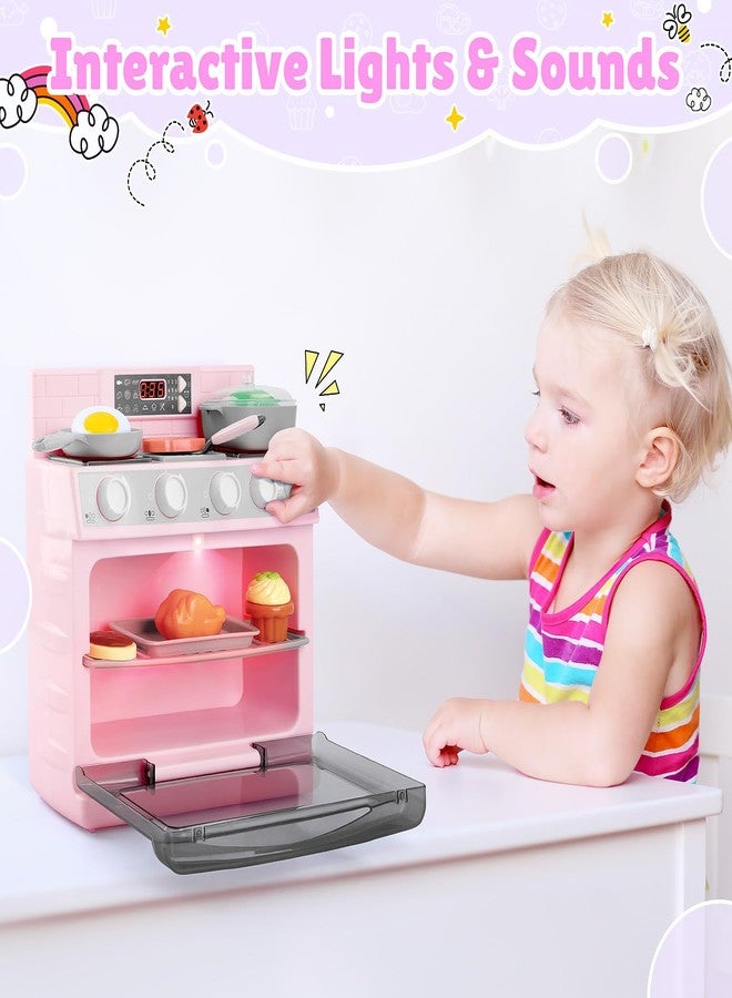 PLAY Toy Oven Kids Kitchen Playset, Kids Play Kitchen Set with 11 Accessories, Realistic Cooking Sounds ＆ Lights, Pretend Play Oven Toddler Cooking Gift Set for Girls Boys Ages 3+ - Image 2