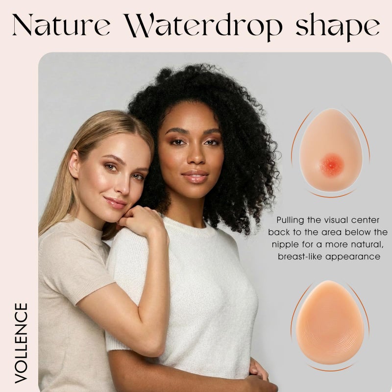 Vollence D Cup 1000g Silicone Breast Forms Fake Boobs for Mastectomy Transgender Cosplay - Nude - Image 4