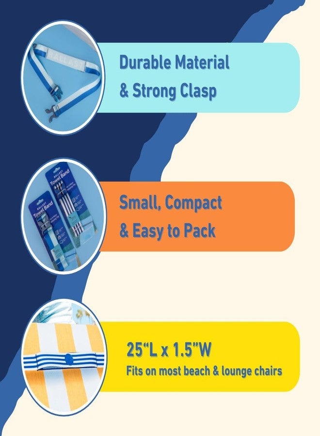 Ballast Towel Bands for Cruise & Beach Chairs - Secure Towels to Pool Chairs, Beach Pillows, Luggage - Premium Towel Clips Alternative, Beach Essentials & Travel Must Haves (Double Stripe) - Image 3