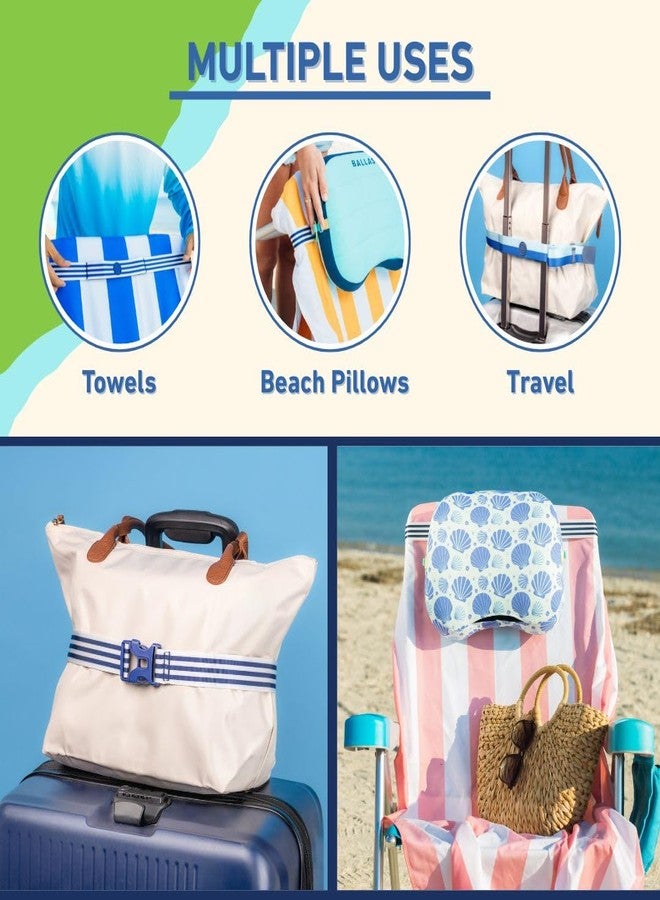 Ballast Towel Bands for Cruise & Beach Chairs - Secure Towels to Pool Chairs, Beach Pillows, Luggage - Premium Towel Clips Alternative, Beach Essentials & Travel Must Haves (Double Stripe) - Image 2