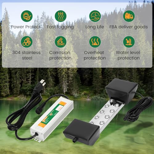 Beendou Ultrasonic Mist Maker Fogger 10 Head(8400ml/H),110V 350W Power Water Proof Ultrasonic Mister,Ultrasonic Fogger Humidifier with Float,for Vegetable Preservation,Landscape,Halloween Atmosphere - Image 5