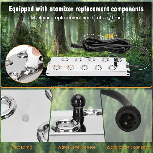 Beendou Ultrasonic Mist Maker Fogger 10 Head(8400ml/H),110V 350W Power Water Proof Ultrasonic Mister,Ultrasonic Fogger Humidifier with Float,for Vegetable Preservation,Landscape,Halloween Atmosphere - Image 4