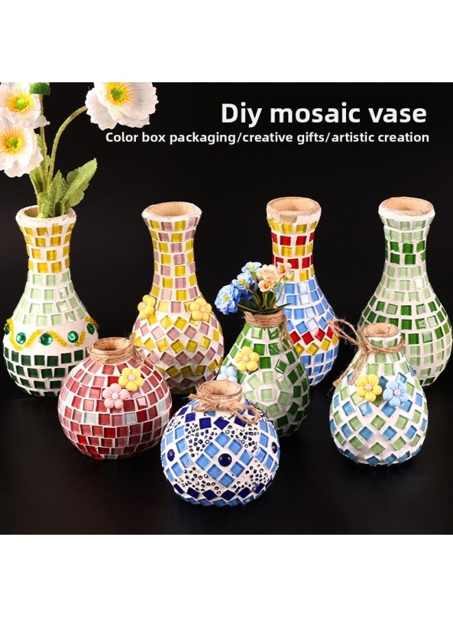 Beauenty Mosaic Vase Decorations DIY Handmade Creative Material Package Children's Day Parent-Child Activity Gift-Color:Orange Soda (excluding Flower Arrangement) Color Box  - Image 2
