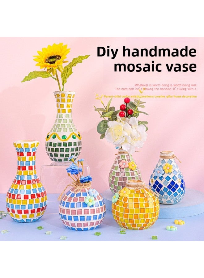 Beauenty Mosaic Vase Decorations DIY Handmade Creative Material Package Children's Day Parent-Child Activity Gift-Color:Orange Soda (excluding Flower Arrangement) Color Box  - Image 3