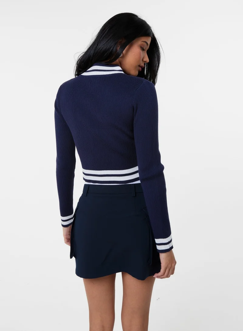 Pink Vanilla Knitted Cardigan Contrast Tipping