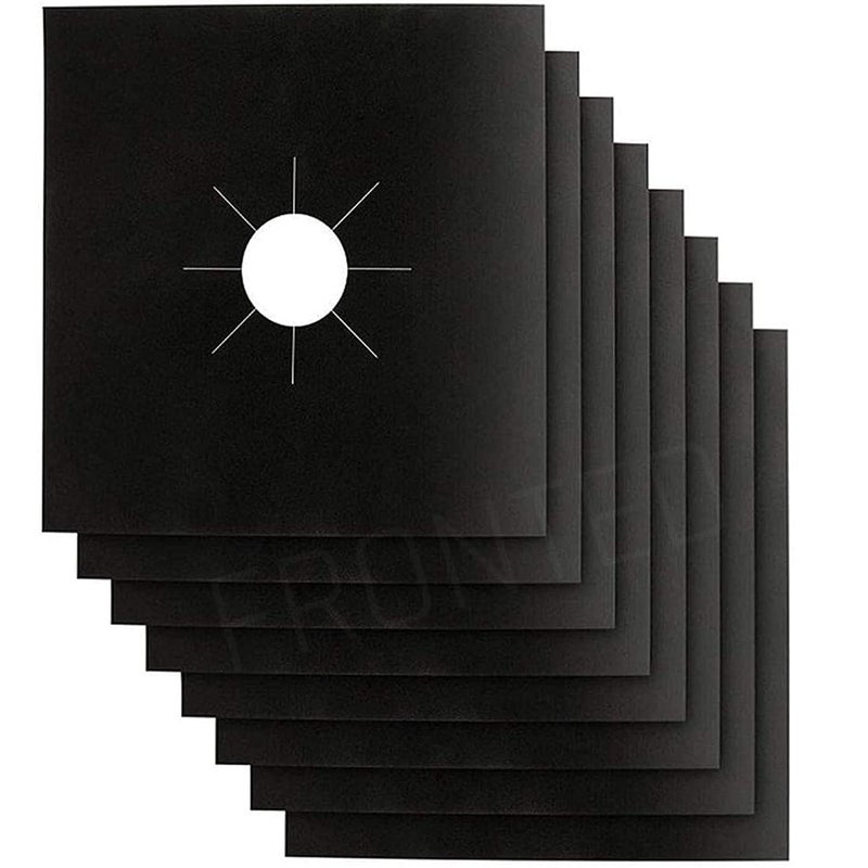 FRONTED FRONTED Gas Stove Burner Liners 03mm NonStick Reusable Gas Range Protectors Stove Top Covers for Gas Burners HeatResistantDouble Thickness Dishwasher Safe 106x106 8 PCSBlack  - Image 1