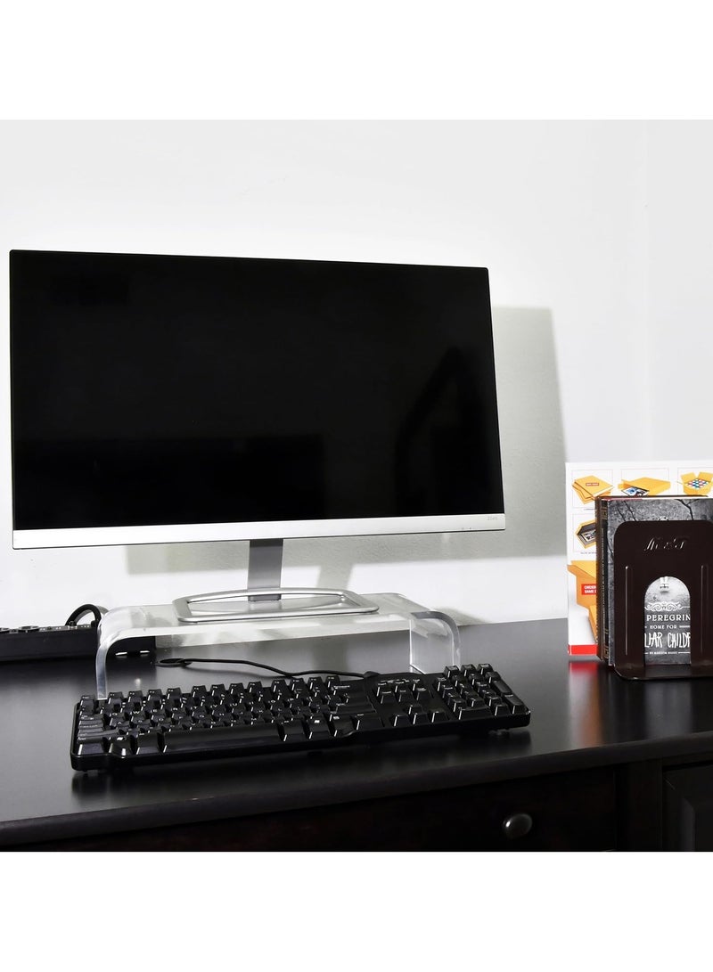 انفلكس حامل شاشة أكريليك فاخر - حامل شاشة شفاف لأجهزة الكمبيوتر المحمولة/الكمبيوتر الشخصي/الوسائط المتعددة - حامل للمنزل والمكتب والمدرسة والأعمال - Image 4