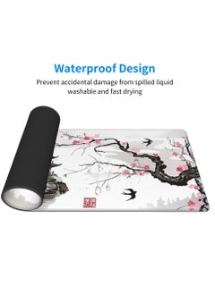 Milatech Milatech Gaming Mouse Pad XL Japanese Pagoda and Cherry Blossom Branch Oversized Mouse Pad Desk Mat Mouse Pad with Stitched Edges Long Non-Slip Rubber Base 80x30cm  - Image 2
