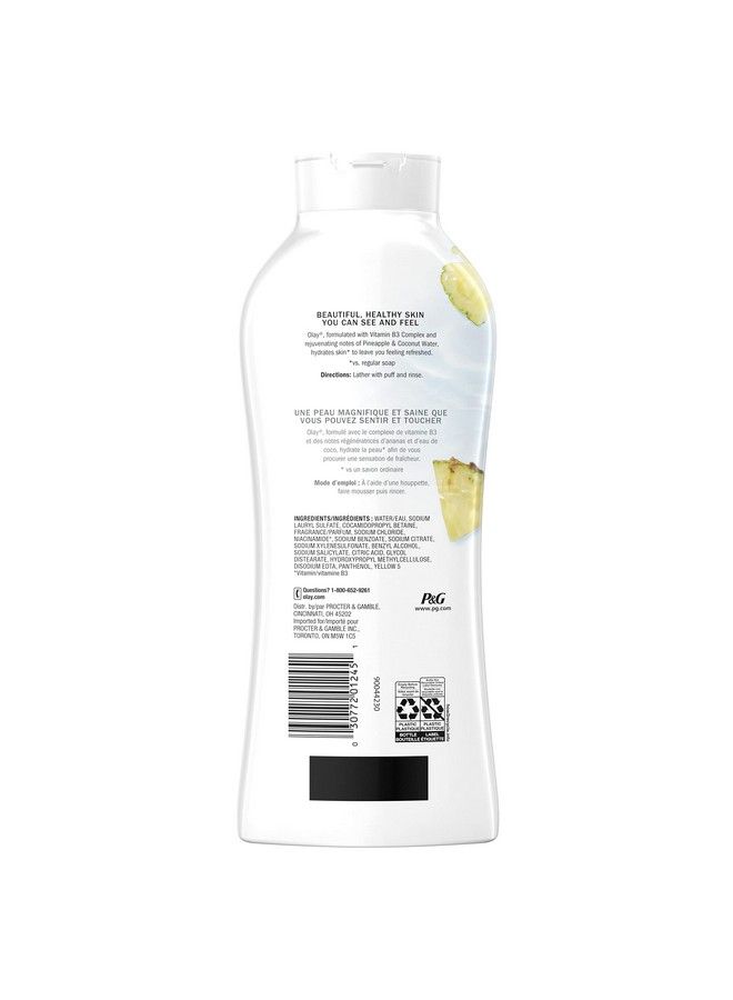 Olay Fresh Outlast Paraben Free Body Wash With Rejuvenating Notes Of Pineapple And Coconut Water 22 Fl Oz Pack Of 4 - Image 3