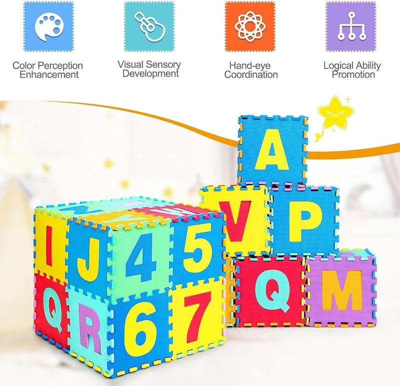 VGRASSP 36 Pieces Alphabet & Number Floor Mats for Kids, Puzzle EVA Foam Mat for Children Above 2 Years - Image 5