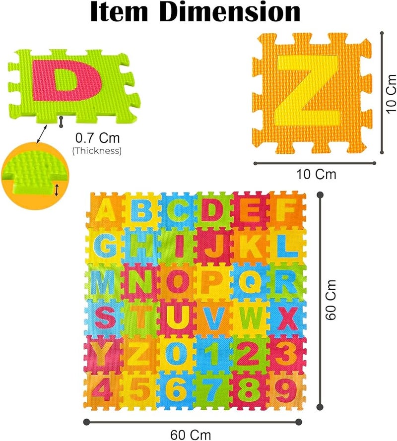 VGRASSP 36 Pieces Alphabet & Number Floor Mats for Kids, Puzzle EVA Foam Mat for Children Above 2 Years - Image 3