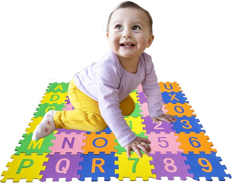 VGRASSP 36 Pieces Alphabet & Number Floor Mats for Kids, Puzzle EVA Foam Mat for Children Above 2 Years - Image 2