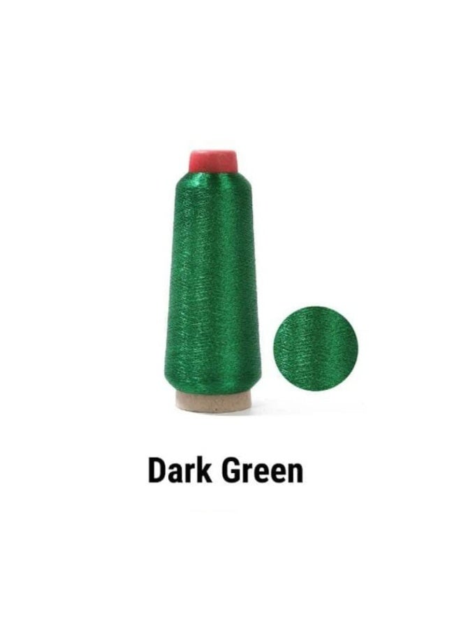 Metallic Zari Thread for Embroidery, Sewing, and Jewelry Making - Dark Green, 1pc Cone - Image 2