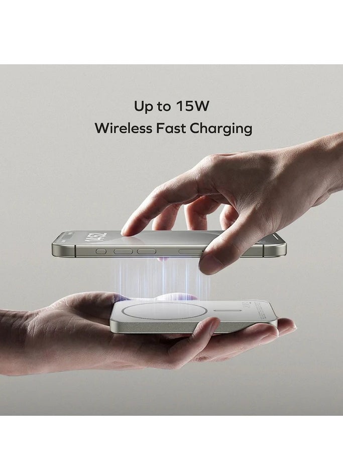 Zoom Plus - 5000 mAh ZP-W05 MagSafe Battery ( Sigma Super Slim With Wireless Metal And Glass 5K ) Magnetic Power Bank, Wireless Portable Charger, 20W Fast Charging Battery Pack with USB-C Compatible with Magsafe, iPhone 15/15 Plus/15 Pro/15 Pro Max16 Pro Max, iPhone 14/13/12/15/16 - Image 1